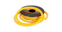 Маркер кабельный, трубчатый, эластичный, под кабели 3,6-7,4мм, желтый, 500 шт. 